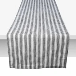 Honeybloom Ash Striped Table Runner, 72"