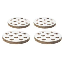 Honeybloom Set Of 4 Bee Printed Coasters