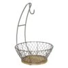 Iron Chicken Wire Basket With Mango Wood Base With Banana Hanger