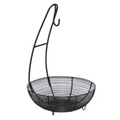Iron Wire Weave Fruit Basket With Banana Holder
