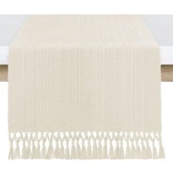 Jaipur Ivory Fringe Table Runner, 72"