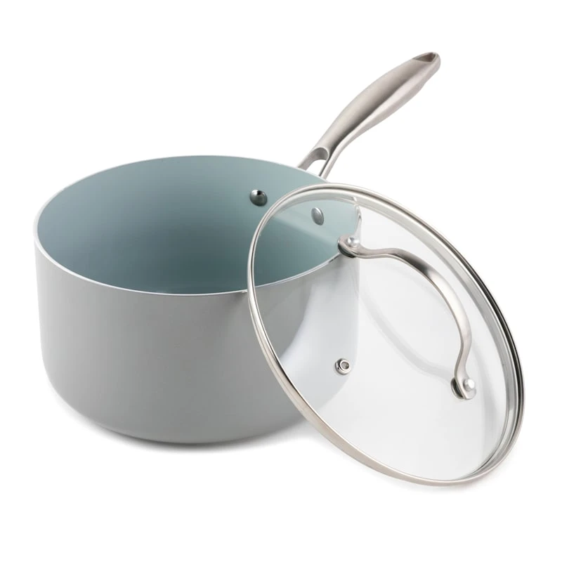 Laila Ali Non-Stick Dusty Blue Ceramic Sauce Pan & Lid, 3.5qt 4 Laila Ali Non-Stick Dusty Blue Ceramic Sauce Pan & Lid, 3.5qt - Image 2