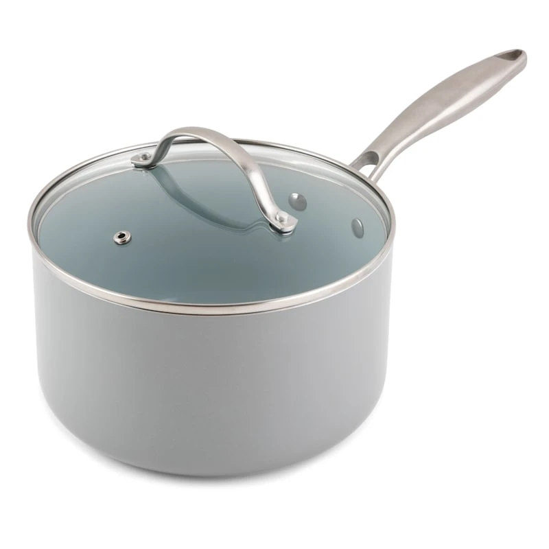 Laila Ali Non-Stick Dusty Blue Ceramic Sauce Pan & Lid, 3.5qt 3 Laila Ali Non-Stick Dusty Blue Ceramic Sauce Pan & Lid, 3.5qt