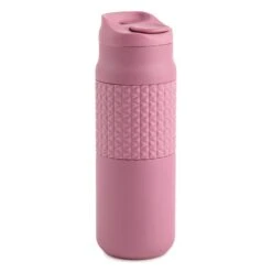 Laila Ali Pink Mocha Tumbler With Silicone Sleeve, 24oz -Cheap Cookware Store laila ali pink mocha tumbler with silicone sleeve 24oz 1