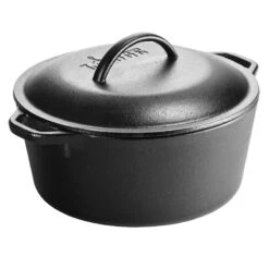 Lodge 5-Quart Enameled Cast Iron Dutch Oven With Lid, Black