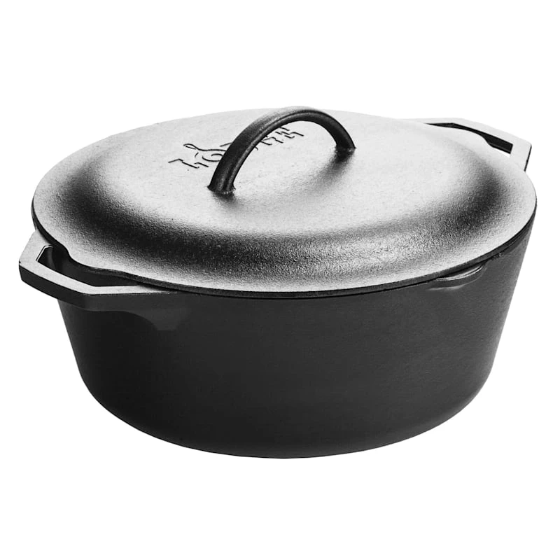 Lodge 7-Quart Enameled Cast Iron Dutch Oven With Lid, Black 3 Lodge 7-Quart Enameled Cast Iron Dutch Oven With Lid, Black