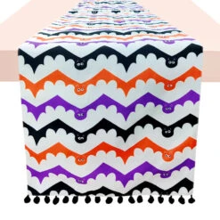 Multicolor Bat Print Table Runner, 72"