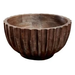 Nearly Neutral Mango Wood Serving Bowl, 9"
