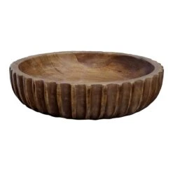 Nearly Neutral Shallow Mango Wood Bowl, 9"