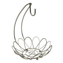 Nickel Flower Fruit Basket With Banana Hanger
