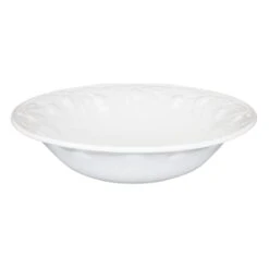 Olive Embossed White Ceramic Serving Bowl