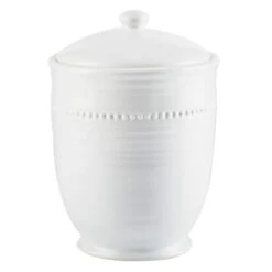 Providence White Textured Stoneware Canister, Small