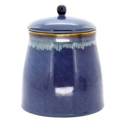 Reactive Blue Glazed Stoneware Canister, Medium