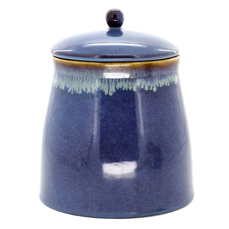 Reactive Blue Glazed Stoneware Canister, Medium 3 Reactive Blue Glazed Stoneware Canister, Medium