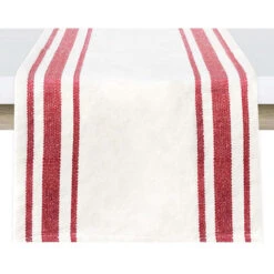 Red Cafe Striped Table Runner, 14x72