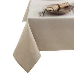Round Flax Tweed Tablecloth, 70"