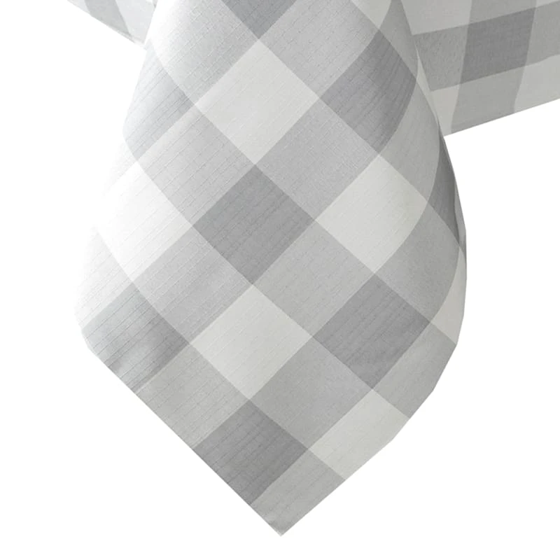 Round Silver & White Buffalo Check Tablecloth, 70" 4 Round Silver & White Buffalo Check Tablecloth, 70" - Image 2