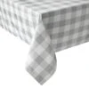 Round Silver & White Buffalo Check Tablecloth, 70"