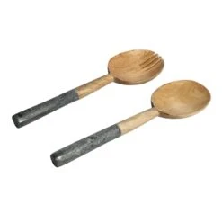 S/2 SALAD SERVERS Grey MARBLE