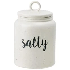 Salty Speckled Stoneware Canister, 8.3"