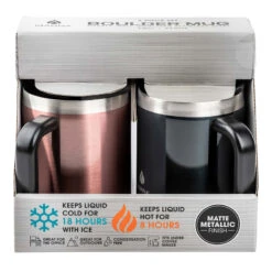Set Of 2 Boulder Travel Mugs, Rose Gold & Gunmetal -Cheap Cookware Store set of 2 boulder travel mugs rose gold gunmetal 1