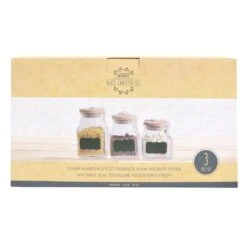 Set Of 3 Glass Storage Jars With Wooden Lids