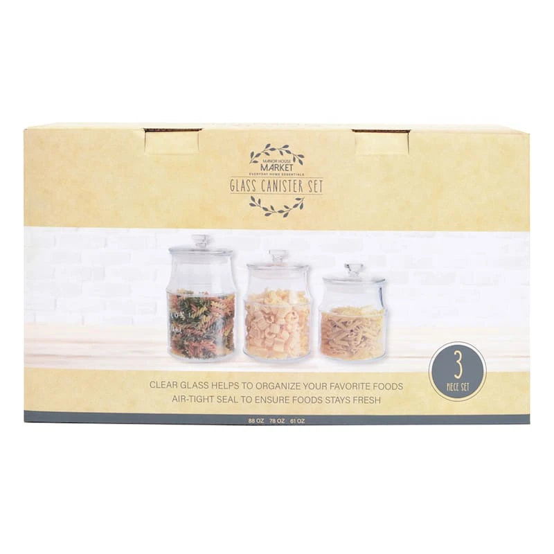 Set Of 3 Glass Storage Jars 3 Set Of 3 Glass Storage Jars