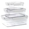Set Of 3 Rectangle Airtight Food Storage Containers, White -Cheap Cookware Store set of 3 rectangle airtight food storage containers white