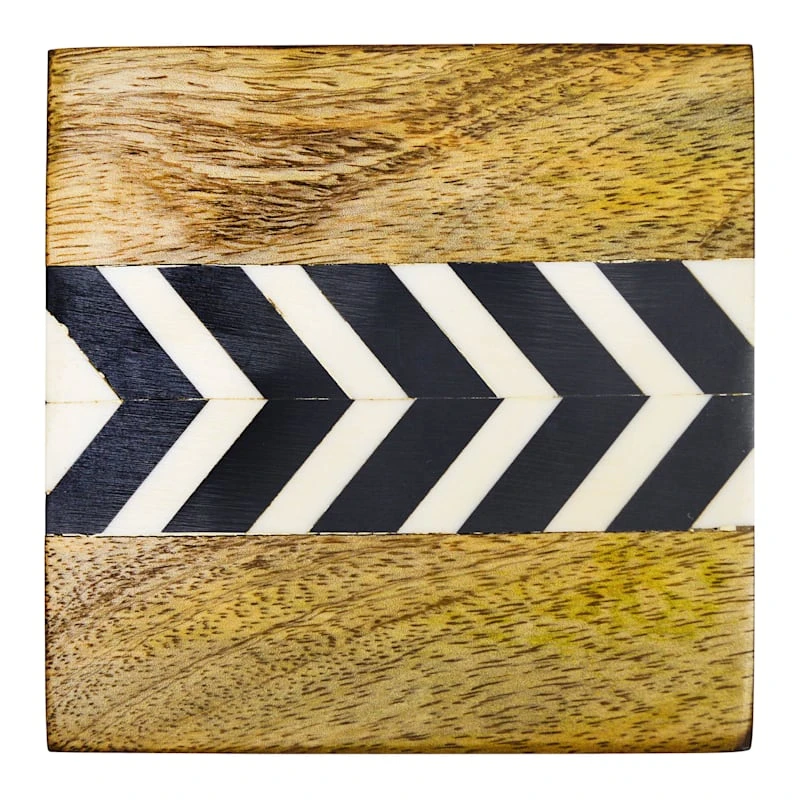 Set Of 4 Black & White Arrow Wooden Coasters 3 Set Of 4 Black & White Arrow Wooden Coasters