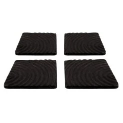 Set Of 4 Carved Wood Coasters