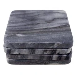Set Of 4 Grey Marbled Round Edge Stoneware Coasters -Cheap Cookware Store set of 4 grey marbled round edge stoneware coasters 2