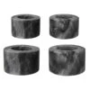 Set Of 4 Grey Marbled Stoneware Napkin Rings