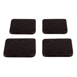 Set Of 4 Hammered Wood Coasters