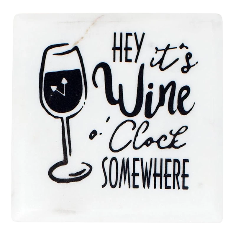 Set Of 4 It's Wine O' Clock Round Edge Stoneware Coasters 4 Set Of 4 It's Wine O' Clock Round Edge Stoneware Coasters - Image 2