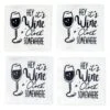 Set Of 4 It's Wine O' Clock Round Edge Stoneware Coasters