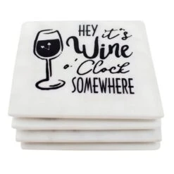 Set Of 4 It's Wine O' Clock Round Edge Stoneware Coasters 9 Set Of 4 It's Wine O' Clock Round Edge Stoneware Coasters -Cheap Cookware Store set of 4 its wine o clock round edge stoneware coasters 3