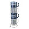 Set Of 4 Navy Blue & White Striped Mugs, 14oz 1 Set Of 4 Navy Blue & White Striped Mugs, 14oz -Cheap Cookware Store set of 4 navy blue white striped mugs 14oz