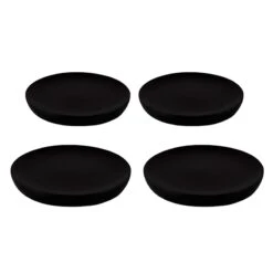 Set Of 4 Round Black Wooden Coasters