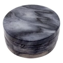 Set Of 4 Round Grey Marbled Stoneware Coasters -Cheap Cookware Store set of 4 round grey marbled stoneware coasters 2