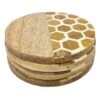 Set Of 4 Round Honeycomb Wooden Coasters