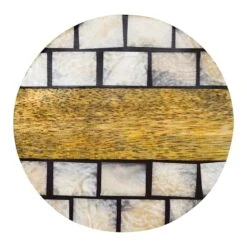 Set Of 4 Round Mother Of Pearl & Wood Coasters