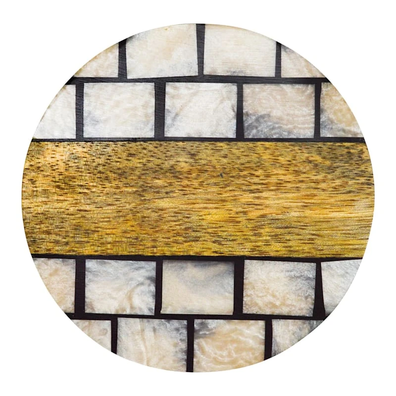 Set Of 4 Round Mother Of Pearl & Wood Coasters 3 Set Of 4 Round Mother Of Pearl & Wood Coasters