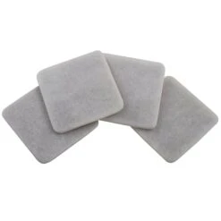 Set Of 4 Square White Marbled Stoneware Coasters