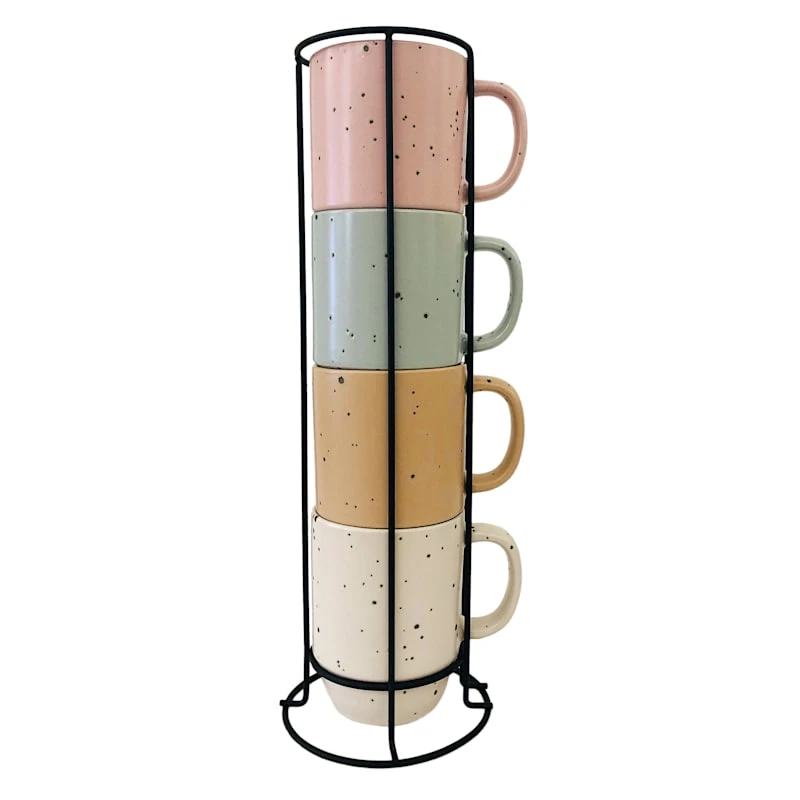 Set Of 4 Stacked Pastel Mugs, 14oz 3 Set Of 4 Stacked Pastel Mugs, 14oz