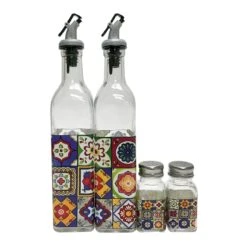 Set Of 4 Talavera Salt/Pepper/Oil/Vinegar/Decal Design