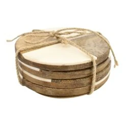 Set Of 4 White Triangle Wooden Coasters