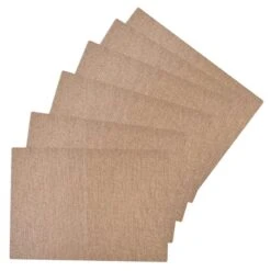 Set Of 6 Glamour Gold Woven Vinyl Placemats, 18x13