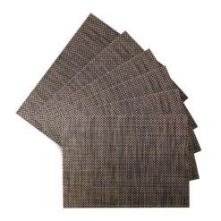Set Of 6 Longport Tobacco Woven Vinyl Placemats, 18x13