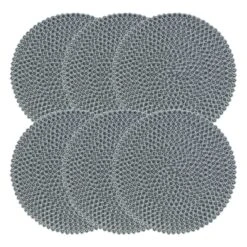 Set Of 6 Luli Round Stone Blue Placemats