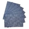 Set Of 6 Marquis Blue Woven Vinyl Placemats, 13x18